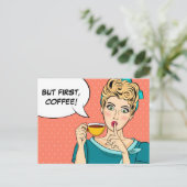 Maar eerst koffie briefkaart (Staand voorkant)