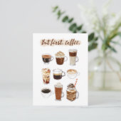 "Maar eerst, koffie" Briefkaart (Staand voorkant)