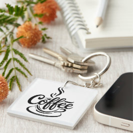 Maar eerst koffie | Chic Modern Script Typografie  Sleutelhanger