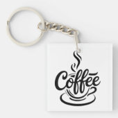 Maar eerst koffie | Chic Modern Script Typografie Sleutelhanger (voorkant)