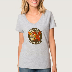 Maar eerst koffie draak grappig java verslaafde ca t-shirt