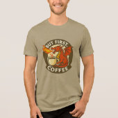 Maar eerst koffie draak grappig java verslaafde ca Tri-Blend shirt (Voorkant)