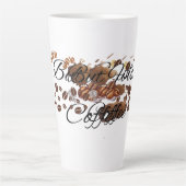 Maar eerst, "koffie" gepersonaliseerde keramische  latte mok (Voorkant)