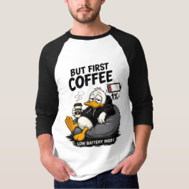 MAAR EERST KOFFIE Grappig Koffie Raglan T-shirt