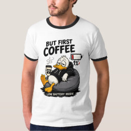 MAAR EERST KOFFIE Grappige Koffie Ringer T-shirt