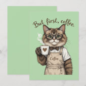 Maar Eerst, Koffie Kat Bedankkaart (Voorkant / Achterkant)