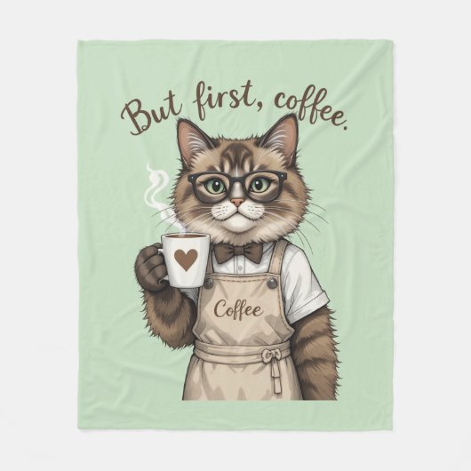 Maar eerst, koffie kat fleece deken (Voorkant)