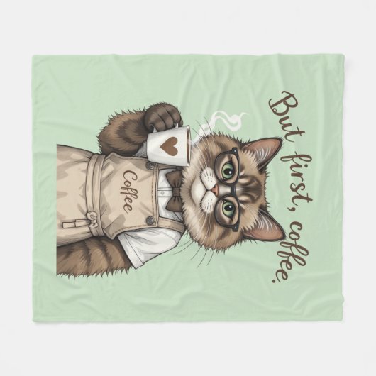 Maar eerst, koffie kat fleece deken (Voorkant (Horizontaal))