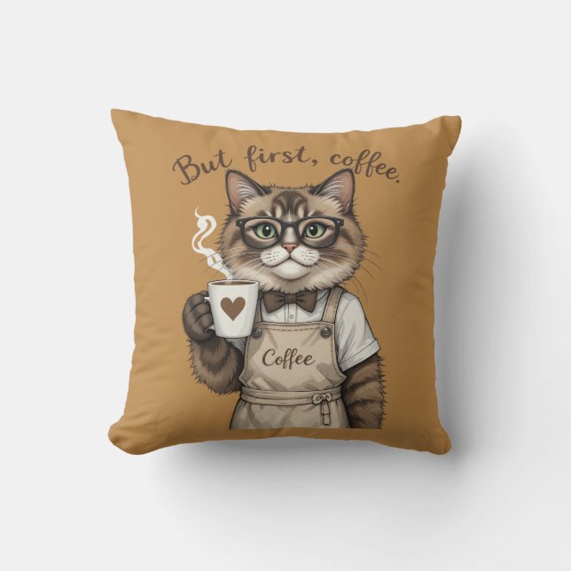 Maar Eerst, Koffie Kat Kussen (Voorkant)