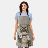 Maar Eerst, Koffie Kat Schort (Gedragen)
