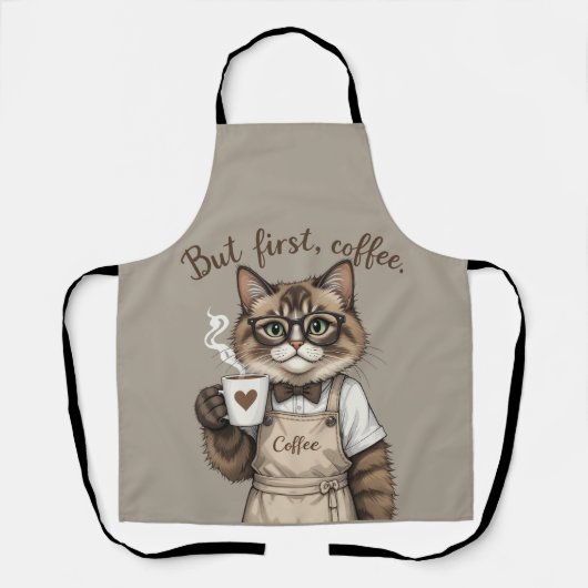 Maar Eerst, Koffie Kat Schort (Voorkant)