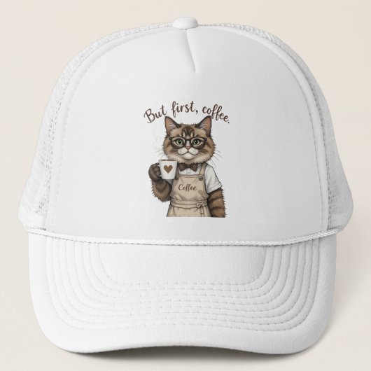 Maar Eerst, Koffie Kat Trucker Pet (Voorkant)