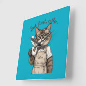 Maar Eerst, Koffie Kat Vierkante Klok (Hoek)