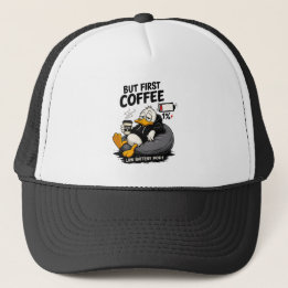 MAAR EERST KOFFIE Koffie Humor Truckershoofdband Trucker Pet