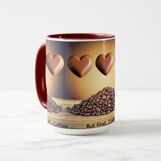 "Maar eerst, koffie" koffie Mok voor iedereen (Voorkant links)