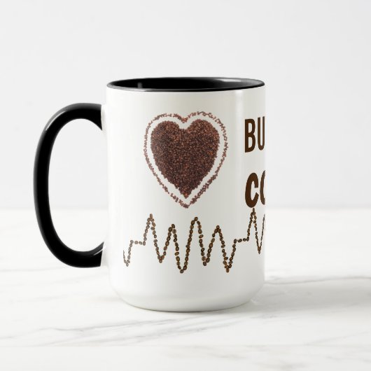 Maar eerst koffie met hartslag beans grappige cita mok (Links)
