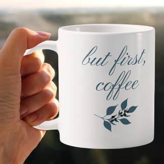 Maar eerst koffie Minimalistische botanische quote Koffiemok