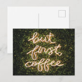 Maar eerst koffie, Neon Lights Gezegde Briefkaart (Voorkant / Achterkant)