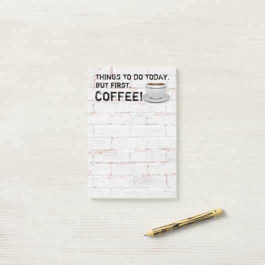 Maar eerst koffie post-it® notes (Op bureau)