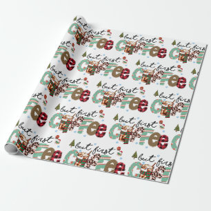 Maar Eerst Koffie Prettig Kerstfeest Cadeaupapier