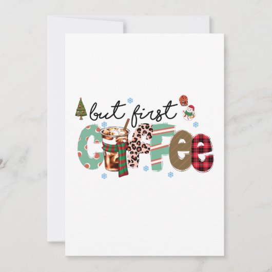 Maar Eerst Koffie Prettig Kerstfeest Kaart (Voorkant)