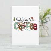 Maar Eerst Koffie Prettig Kerstfeest Kaart (Staand voorkant)