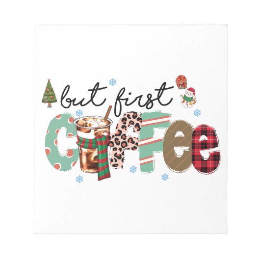 Maar Eerst Koffie Prettig Kerstfeest Notitieblok (Voorkant)