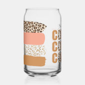 Maar Eerst Koffie Roze Luipaardprint Blikvorm Glas (Voorkant)