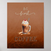 Maar eerst koffie rustiek grappig Poster (Voorkant)
