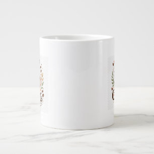 Maar Eerst Koffie Schattige Koffieliefhebber Gezel Grote Koffiekop