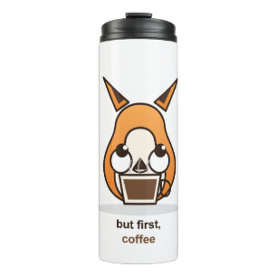 Maar eerst koffie Schattige Vos Koffieliefhebber H Thermosbeker