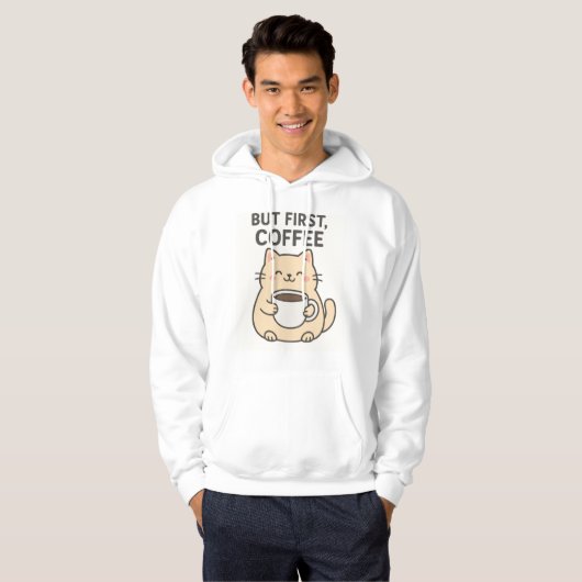 Maar eerst koffie | Schattigee Cat Hoodie (Voorkant volledig)
