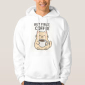 Maar eerst koffie | Schattigee Cat Hoodie (Voorkant)