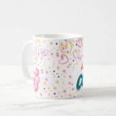 "Maar eerst, koffie!" – Schattigee Sterrenhemel &  Koffiemok (Voorkant links)