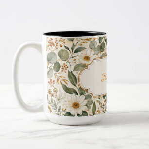 Maar Eerst Koffie Vintage Botanische Maroon Mok Ca