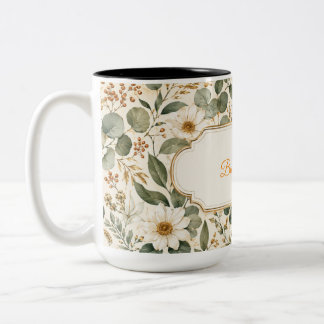 Maar Eerst Koffie Vintage Botanische Maroon Mok Ca
