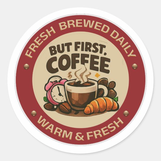 Maar Eerst Koffie Vintage Cafe Sticker (Voorkant)