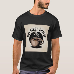 "Maar Eerst, Koffie" Vintage Gravure Stijl Mok De T-shirt