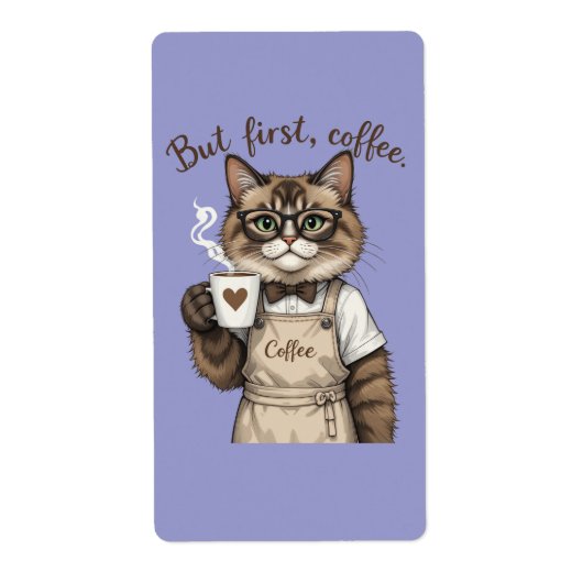 Maar eerst, koffiekat etiket (Voorkant)