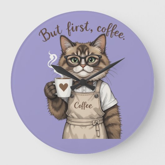 Maar eerst, koffiekat grote klok (Voorkant)