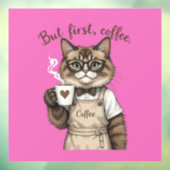 Maar eerst, koffiekat raamsticker (Vel 3)