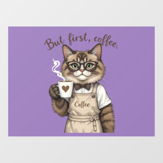 Maar Eerst, Koffiekat Raamsticker (Vel)