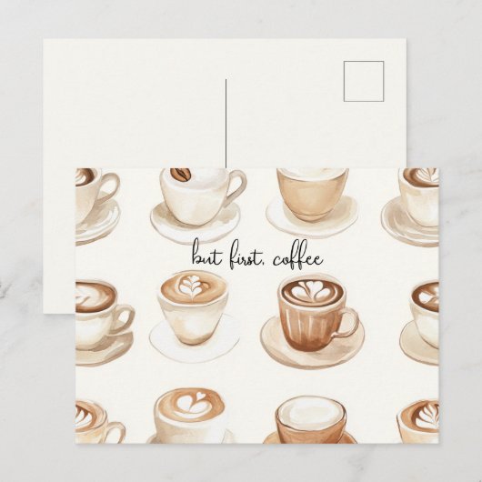 Maar Eerst, Koffiekoppen Briefkaart (Voorkant / Achterkant)