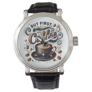 Maar eerst koffiekunst - stijlvol gouden ontwerp horloge