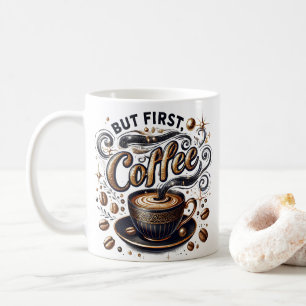 Maar eerst koffiekunst - stijlvol gouden ontwerp koffiemok