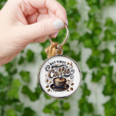 Maar eerst koffiekunst - stijlvol gouden ontwerp sleutelhanger (Hand)