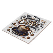 Maar eerst koffiekunst - stijlvol gouden ontwerp,  tegeltje (Zijkant)