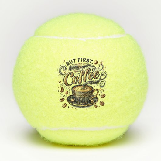 Maar eerst koffiekunst - stijlvol gouden ontwerp tennisballen (Voorkant)