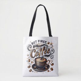 Maar eerst koffiekunst - stijlvol gouden ontwerp tote bag