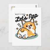 Maar eerst, laten we dutten - Schattigee Corgi But Briefkaart (Voorkant / Achterkant)